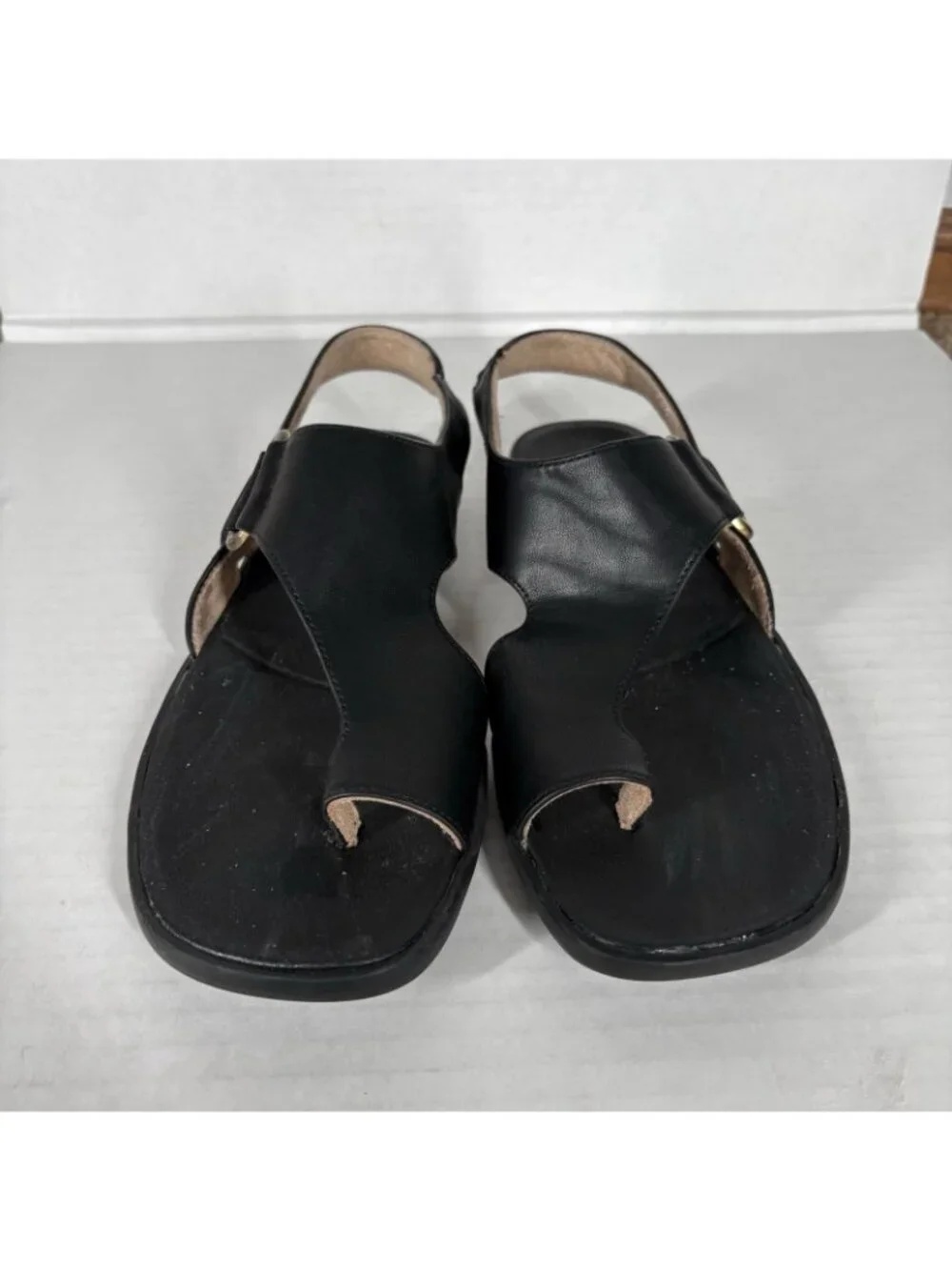 SOUL Naturalizer Women 8.5M Black Faux Leather Comfort Freya Flat Sandals - Picture 6 of 12